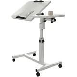 GarveeMore 60×40Cm Laptoptisch Höhenverstellbar Betttisch Auf Rollen Mit Kippbarer Tischplatte & Kantenschutz Beistelltisch Für Kranken- Und Pflegebetten