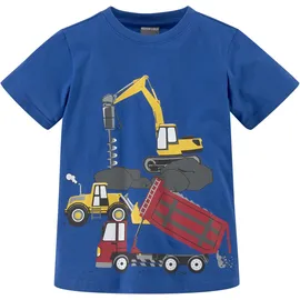 Kidsworld T-Shirt "mit coolen BAUMASCHINEN Print", Jungen, Gr. 128/134, blau, Single Jersey, Obermaterial: 100% Baumwolle, bedruckt, Basic, Rundhals, Shirts T-Shirt, Kurzarm, Basic-Passform, bedruckt, Rundhalsausschnitt