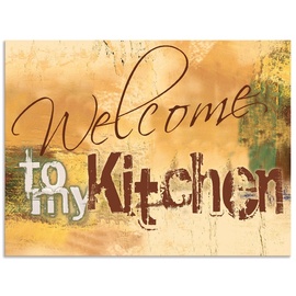 Artland Küchenrückwand »Willkommen in meiner Küche«, (1 tlg.), Alu Spritzschutz mit Klebeband, einfache Montage, braun