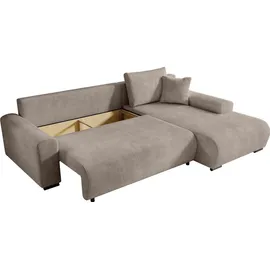 storez24 Eckcouch Cordstoff 2-Sitzer Braun