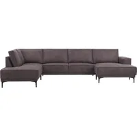 Wohnlandschaft OTTO HOME "XXL Sofa Oland, Struktur, Flachgewebe, Luxus-Microfaser, Boucle", braun (dunkelbraun), B:345cm H:85cm T:210cm, Struktur weich (100% Polyester);Luxus-Microfaser (100% Polyester);Webstoff (100% Polyester), Sofas, Wohnlandschaft, U-Form, 345 cm, Wellenunterfederung, Skandi-Design, Metallfüße