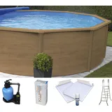 KWAD Rundpool »Supreme all in Premium Folie«, (Set, 7 tlg.), 7-tlg., ØxH: 550x132cm, sand, inkl. Bodenisolationsset, braun