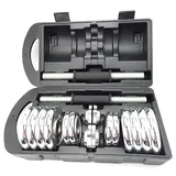 Fidusport 20 kg Hantel Set Silber Kofferset Hanteln Dumbbell Set" Metall Chrom