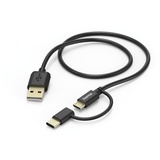 Hama 2in1 Micro-USB-Kabel mit USB Type-C-Adapter, 1 m, Schwarz