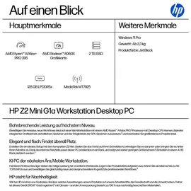 HP Z2 Mini G1a Ryzen AI MAX+ PRO 395 5,1 GHz 128 GB RAM 2 TB SSD Win 11