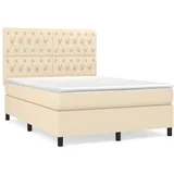 vidaXL Boxspringbett mit Matratze Creme 140x200 cm Stoff - Creme