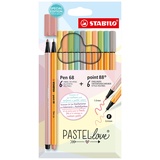 Stabilo Pen 68/point 88 Pastellove Set – 12er Pack – Fineliner & Premium-Filzstifte