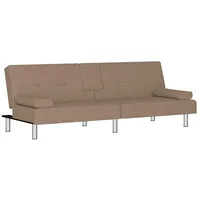 vidaXL Schlafsofa mit Getränkehaltern Cappuccino Kunstleder
