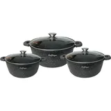 Cheffinger Kochgeschirr 6 tlg Topf Induktion Alu Guss Pfanne Set Kochtopfset