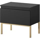 Selsey Nachttisch, Schwarz Mit Schublade Goldene Beine Bemmi -