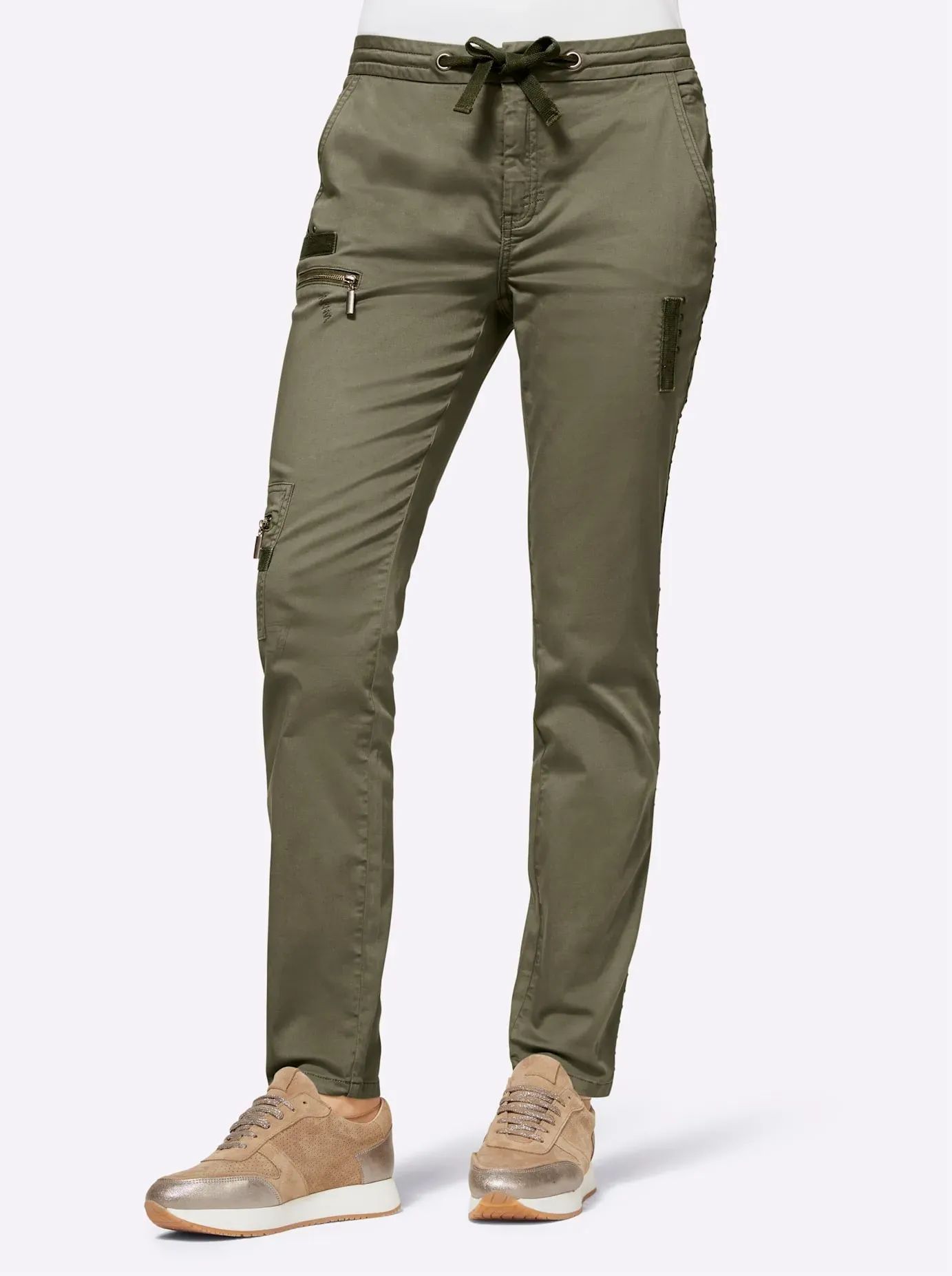 5-Pocket-Hose HEINE Gr. 34, Normalgrößen, grün (khaki) Damen Hosen 5-Pocket-Hose 5-Pocket-Hosen