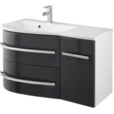 WELLTIME Waschtisch WELLTIME "OSLO", grau (anthrazit, weiß), B:90cm H:50cm T:44cm, Waschtische, Waschtisch, Breite 90cm, geschwungene Form, Ablage rechts
