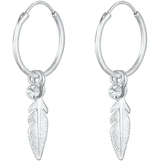 Elli - Elli Ohrringe Creole Feder 925 Silber, mit Kristallen von Swarovski® Creolen Damen (89.99 € / )