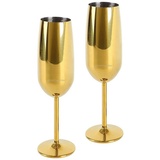 ECHTWERK Glas Sekt-/Champagnerkelch, Edelstahl, goldfarben