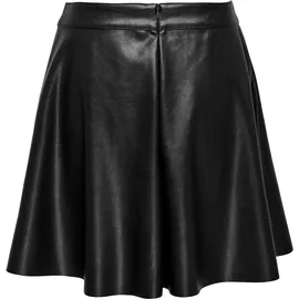 Only Lederimitatrock "ONLUNA FAUX LEATHER FLARED SKIRT OTW", Damen, Gr. S (36), schwarz, Web, Obermaterial: 100% Polyester, unifarben, regular fit kniefrei, Röcke