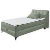 ed exciting design ATLANTIS Boxbett 120x200 in Olive - Bequemes Einzelbett mit Bettkasten und Kaltschaum Topper - 125 x 102 x 240 cm (B/H/T)