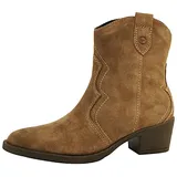 TAMARIS Damen Absatzstiefelette Leder Blockabsatz bequem; BROWN, EU 36