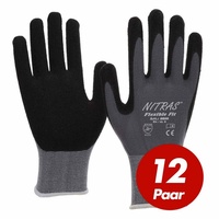 Nitras Nitril-Handschuhe NITRAS 8800 Flexible Fit Allroundhandschuhe, Handschuhe - VPE 12 Paar (Spar-Set) grau|schwarz 10