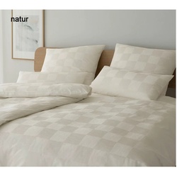 Elegante Bettwäsche Trattino - 135x200 cm + 80x80 cm	natur