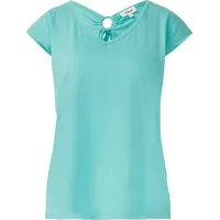 s.Oliver T-Shirt mit weitem Ausschnitt, Cut-out und Schleife - türkis - 44