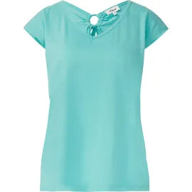 s.Oliver T-Shirt mit weitem Ausschnitt, Cut-out und Schleife - türkis - 44