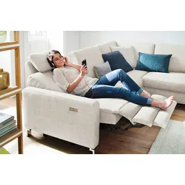 Candy Ecksofa "Mainau modern und elegant, mit gutem Sitzkomfort, L-Form", weiß, B:257cm H:89cm T:220cm, Struktur ( 100% Polyester);Luxus-Microfaser weich: 98% Polyester, 2% Nylon, ;Struktur weich (mit Wasser zu reinigen): 16% Baumwolle, 79% Polyester, 5%