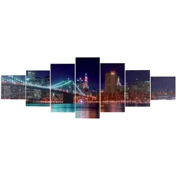 Leinwandbild H375, Wandbild Keilrahmenbild Kunstdruck, 7-teilig 140x50cm ~ New York