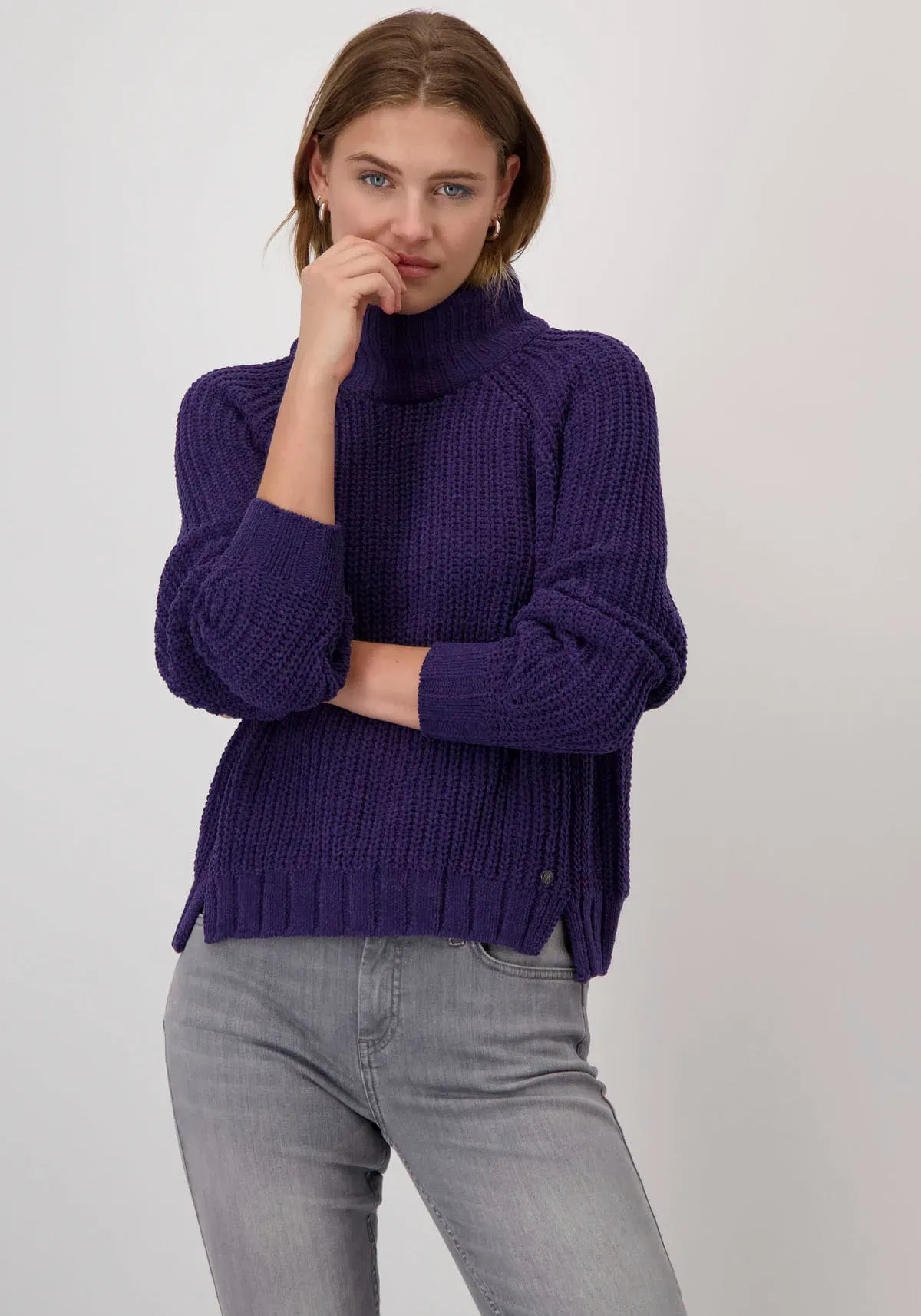 Monari Stehkragenpullover, aus Chenille-Garn Monari lila 38