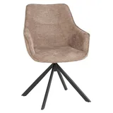 MR.DEKO Esszimmerstuhl Diningsessel San Carlo Light Brown – drehbar, gepolstert & modern (1 St), 360° Drehfunktion, robustes Metallgestell & strukturierter Stoff braun