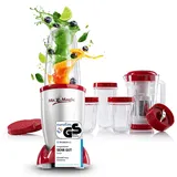 GOURMETmaxx Mr. Magic Mixer | Smoothie Maker mit XXL-Zubehörpaket | Standmixer 18-tlg. | Blender mit auslaufsicheren Frischhaltedeckeln | Food Processor für Shakes, Smoothies etc.