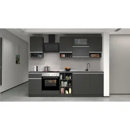 Kochstation Küchenzeile »KS-Sole«, Breite 256 cm, mit Geschirr-Abtropfschrank, ohne E-Geräte, grau