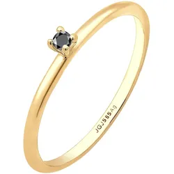 Elli DIAMONDS Verlobung Solitär Diamant Schwarz Brillantschliff (0.003 ct) 585 Gelbgold 54 Damen 