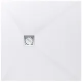 doporro Duschwanne Duschtasse aus Mineralguss DIN-Anschlüsse mit Ablaufgarnitur Geoma09, Quadratisch, Mineralguss weiß Quadratisch | 100 cm x 3 cm x 100 cm
