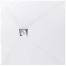 doporro Duschwanne Duschtasse aus Mineralguss DIN-Anschlüsse mit Ablaufgarnitur Geoma09, Quadratisch, Mineralguss weiß Quadratisch | 100 cm x 3 cm x 100 cm