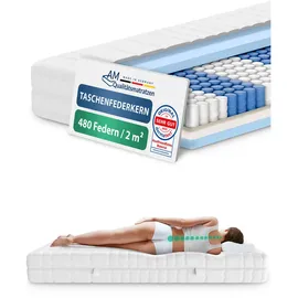 AM Qualitätsmatratzen Orthopädische 7 Zonen Taschenfederkernmatratze 140 x 220 cm H4
