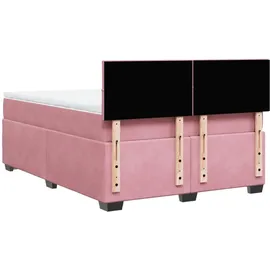 vidaXL Boxspringbett mit Matratze Rosa 160x200 cm Samt