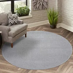 Teppich CARPET CITY "FLAIR177", grau, H:11mm Ø:200cm, Obermaterial: 50% Polyester, 50% Polypropylen, Teppiche, Kurzflor-Teppich, Skandi-Stil, Wohnzimmer
