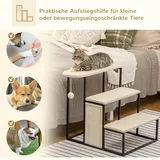 Haustiertreppe 3-stufige Katzentreppe Kratzbrett Hundetreppe Cremeweiß
