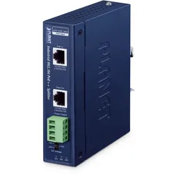 Planet IP30 Industrial Single-Port 10Gbps 802.3bt PoE++ Splitter, Blau, Metall,