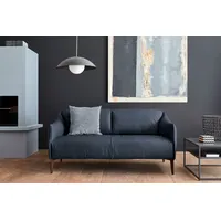 2,5-Sitzer W.SCHILLIG "sally", blau (blau z59), B:174cm H:78cm T:84cm, Longlife Xtra-Leder Z59: Glattleder mit modischer Prägung. Hautstärke 0, 9 - 1, 1 mm., Sofas, mit Metall-Winkelfüßen in Bronze pulverbeschichtet, Breite 174 cm