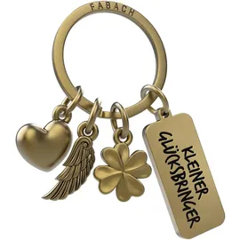 FABACH Schutzengel Schlüsselanhänger 3 Charms mit Gravur - Kleeblatt Schlüsselanhänger Herz Glücksbringer Viel Erfolg - Viel Glück Geschenk Engel