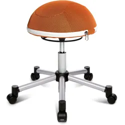 Ergonomischer Bürohocker mit rollen Sitness HALF BALL, orange mit Metallkreuz
