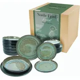 CreaTable Nordic Fjord 18tlg Grün TellerSet Steinzeug Reaktivglasur CreaTable 21557