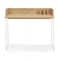 Gerader Schreibtisch Holz Metall  Designer Arbeitstisch mit Kabelkanal  Vintage Bürotisch für Telearbeit  Skandinavischer Stil  Kadima Design