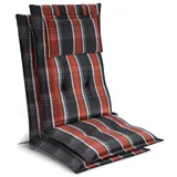 Beautissu Hochlehnerauflage 2x Premium Hochlehnerauflage 120x50x7cm, Grau-Oranage-Weiß-Kariert, Gartenstuhlauflage Hochlehner - Robuster Stoff & UV-Lichtechtheit bunt|grau