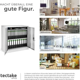 Tectake tectake® Aktenschrank aus pulverbeschichtetem Stahl, 2 höhenverstellbare Einlegeböden, 90 x 40 x 90 cm