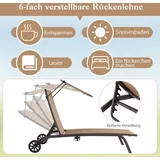 Terrassenliege Outdoor-liegestuhl Mit Rädern Strandliege Aus Metall Braun