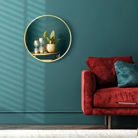 kleankin Badspiegel Ø50 cm Wandspiegel für Wohnzimmer, Schlafzimmer, Gold