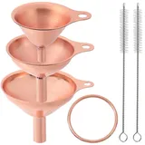GORGECRAFT 3 Trichter Aus Edelstahl In Roségold Trichterset Aus Metall In Lebensmittelqualität Klein Mittel Groß Mit Reinigungsbürsten Mehrzweck Küchenbehälter Trichter Zum Umfüllen von Flüssigen