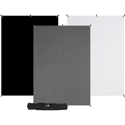 WESTCOTT X-Drop Kit Backdrop Stand mit 3 Hintergr. schwarz/grau/weiss (1.5mx2.5m)